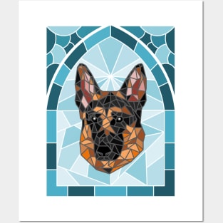 Stained Glass German Shepherd Posters and Art